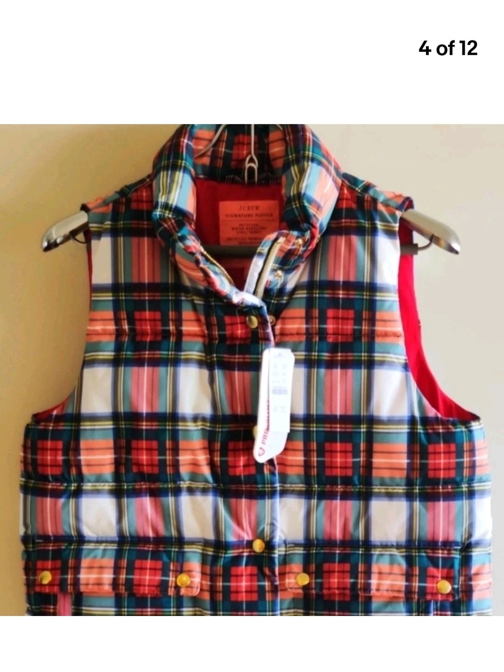 Crew Puffer Vest S with PrimaLoft® in Snowy Stewart Tartan BD164 NEW